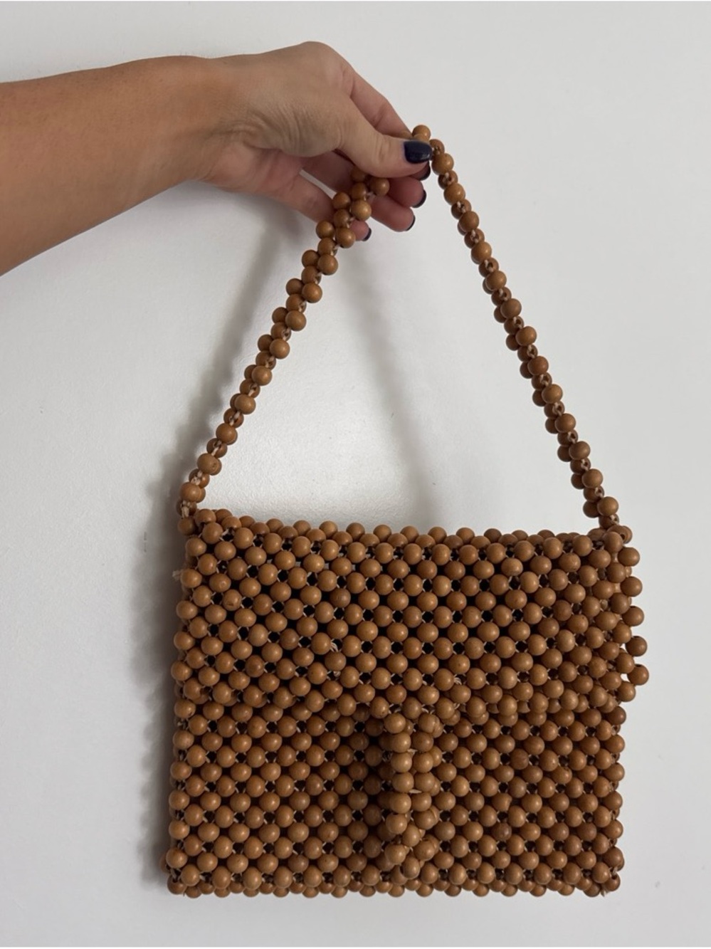 Made in Japan Beaded Shoulder Bag in Light Brown